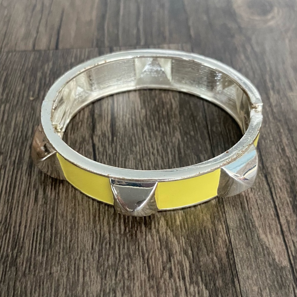 Silver and Yellow Studded Bangle Bracelet